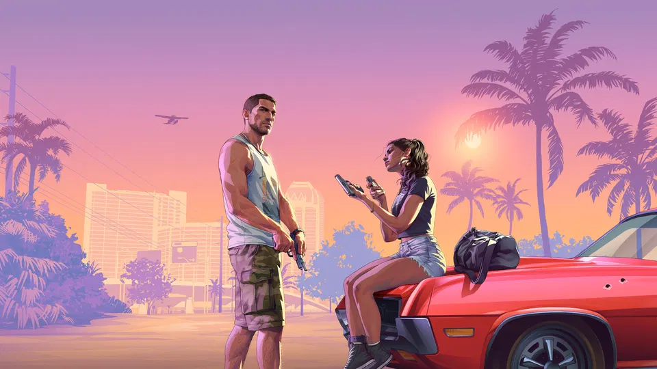Jason a Lucia v oficiálním artworku Grand Theft Auto VI